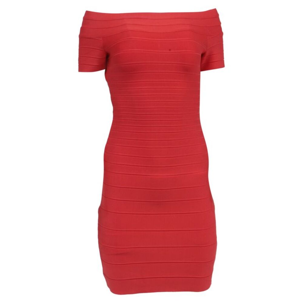 Herve Leger Bodycon Mini Dress in Red Rayon